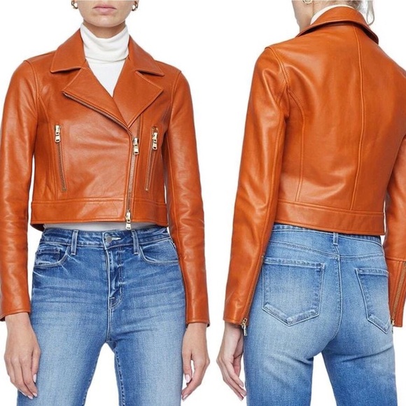NWT L’AGENCE Onna XL Lamb Leather Designer Biker Jacket Moto $1425msrp - Picture 1 of 7